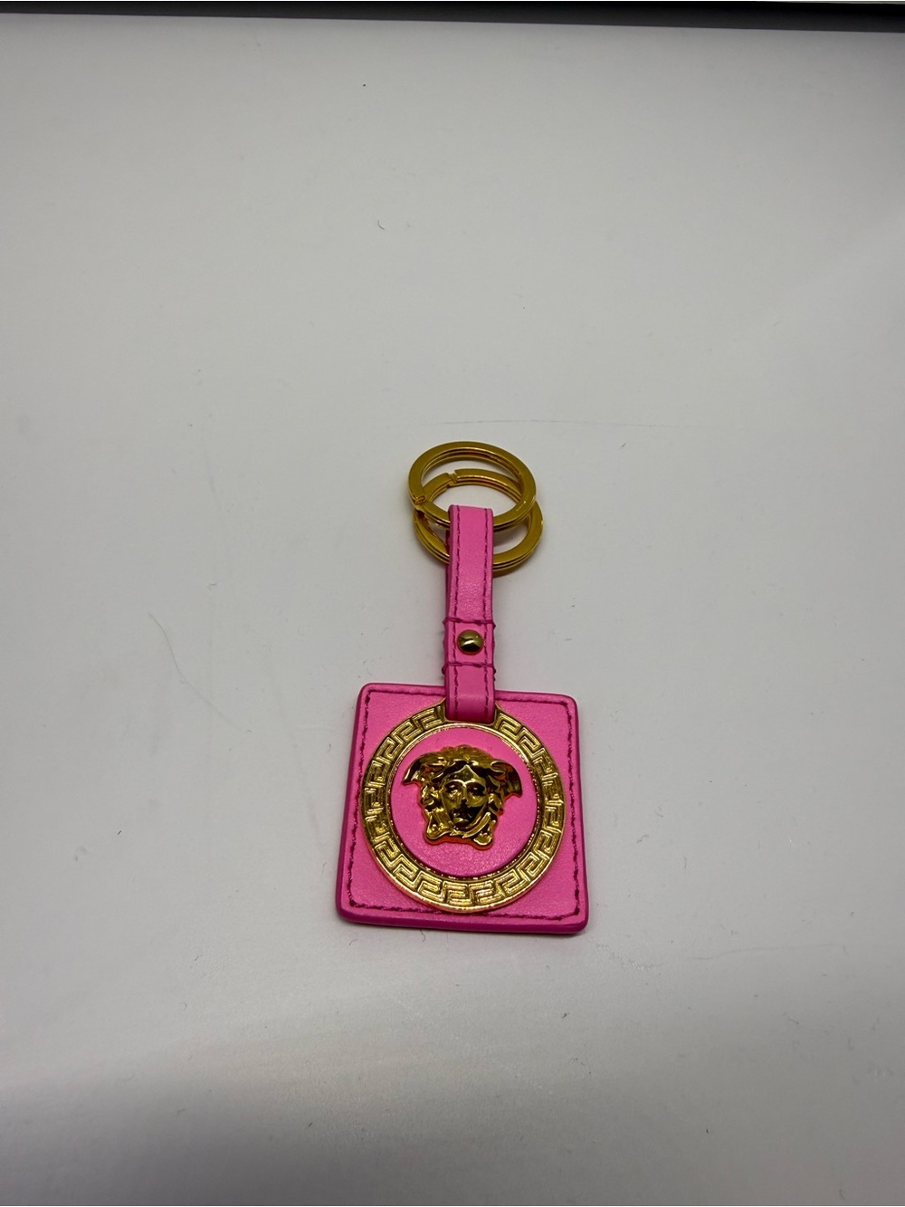 Versace Hot Pink Medusa Key & Card Holder with Gold Hardware
